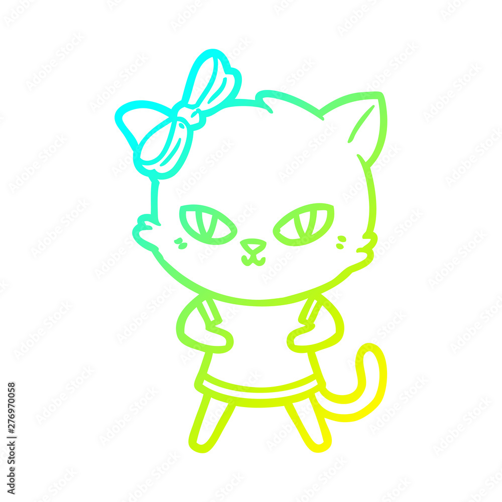 cold gradient line drawing cute cartoon cat cold gradient line drawing cute cartoon cat