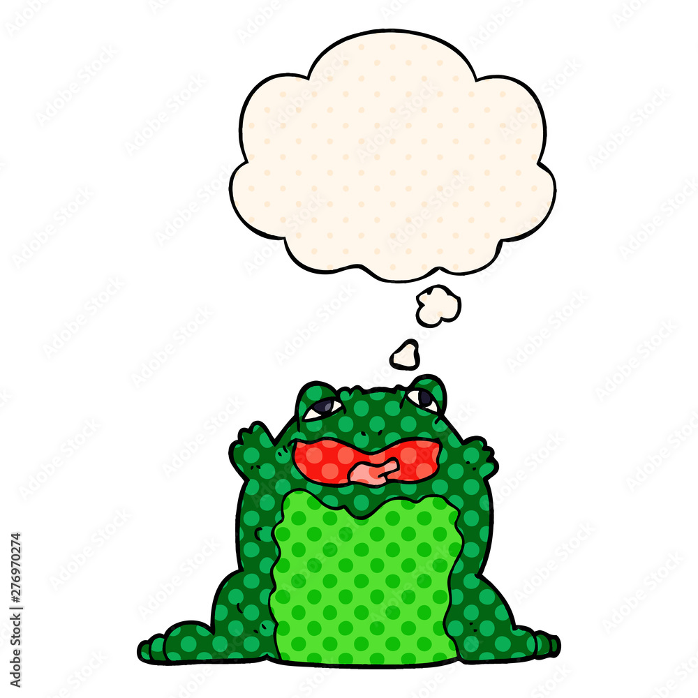 cartoon toad and thought bubble in comic book style cartoon toad and thought bubble in comic book style