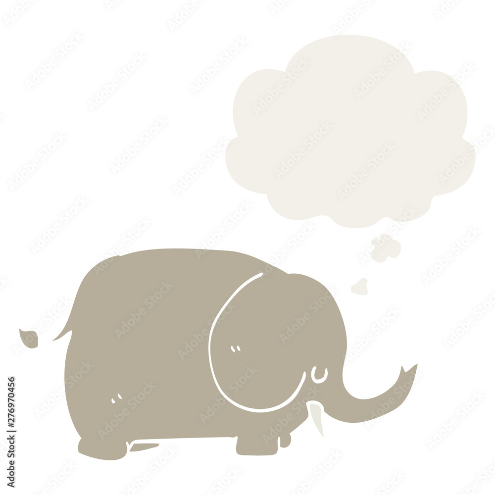 cartoon elephant and thought bubble in retro style cartoon elephant and thought bubble in retro style