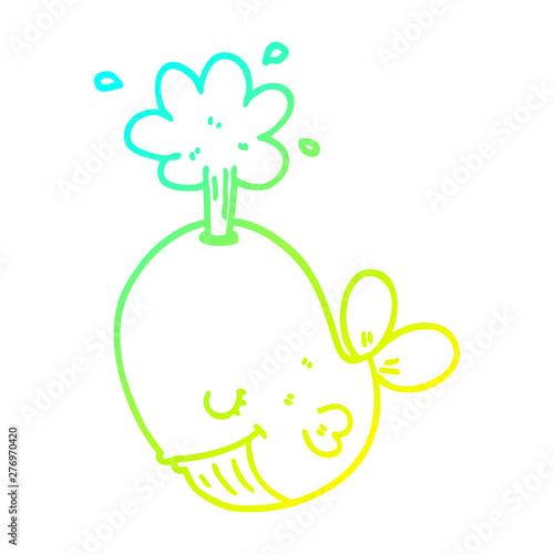cold gradient line drawing cartoon spouting whale