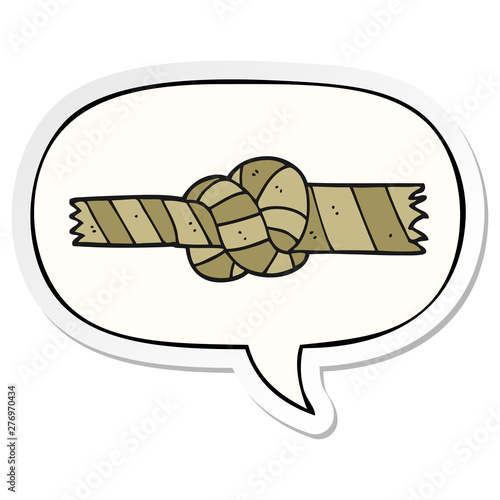 cartoon knotted rope and speech bubble sticker