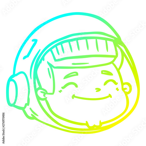 cold gradient line drawing cartoon astronaut face