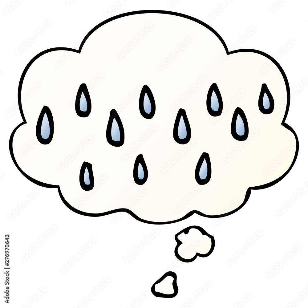 cartoon rain and thought bubble in smooth gradient style cartoon rain and thought bubble in smooth gradient style