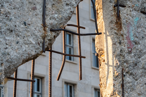 Canvas Print Close up of the remains of the Berlin Wall, Germany at the Wall Memorial, reminder of a once divided city
