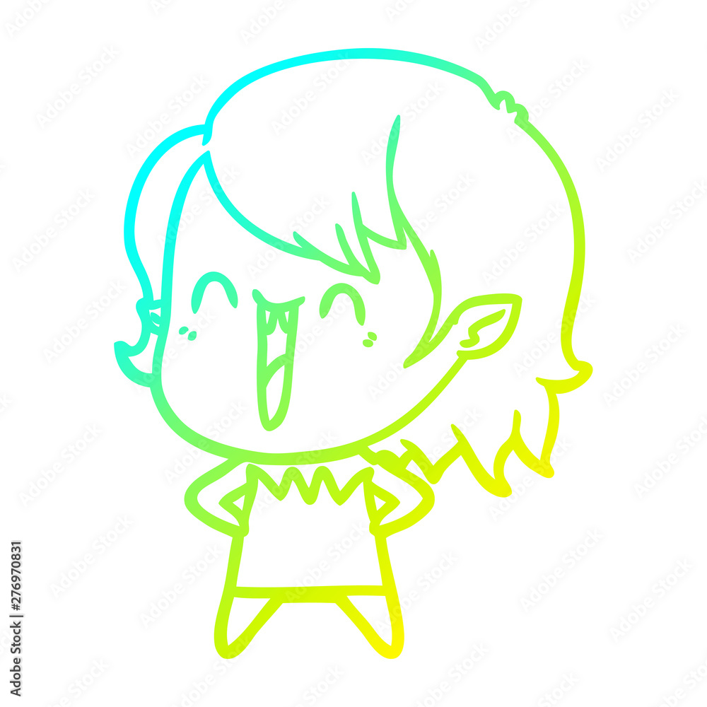 cold gradient line drawing cute cartoon happy vampire girl cold gradient line drawing cute cartoon happy vampire girl