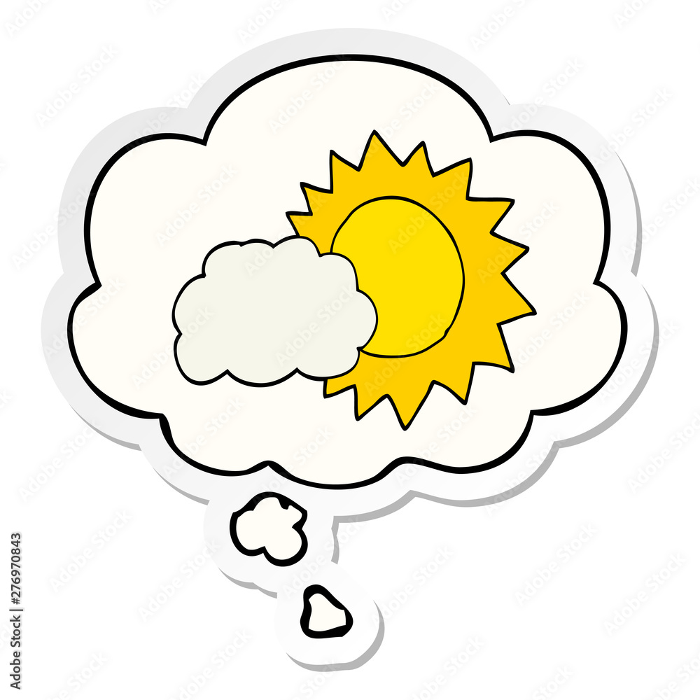 cartoon weather and thought bubble as a printed sticker cartoon weather and thought bubble as a printed sticker