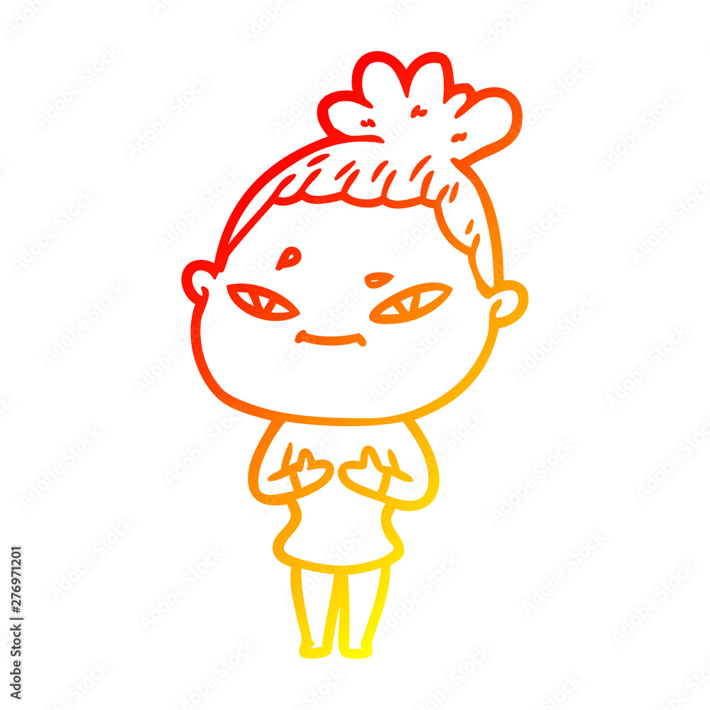 warm gradient line drawing cartoon woman warm gradient line drawing cartoon woman