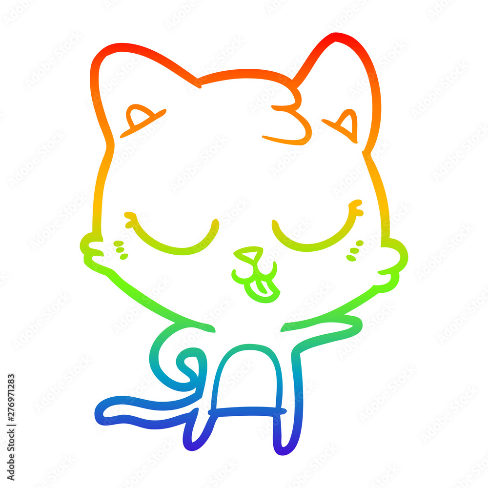 rainbow gradient line drawing cartoon cat rainbow gradient line drawing cartoon cat
