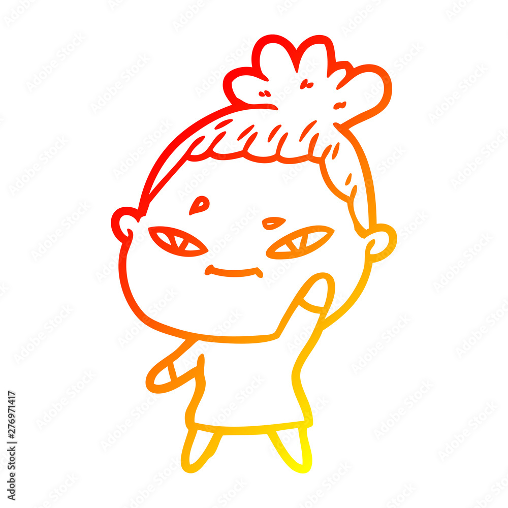warm gradient line drawing cartoon woman warm gradient line drawing cartoon woman