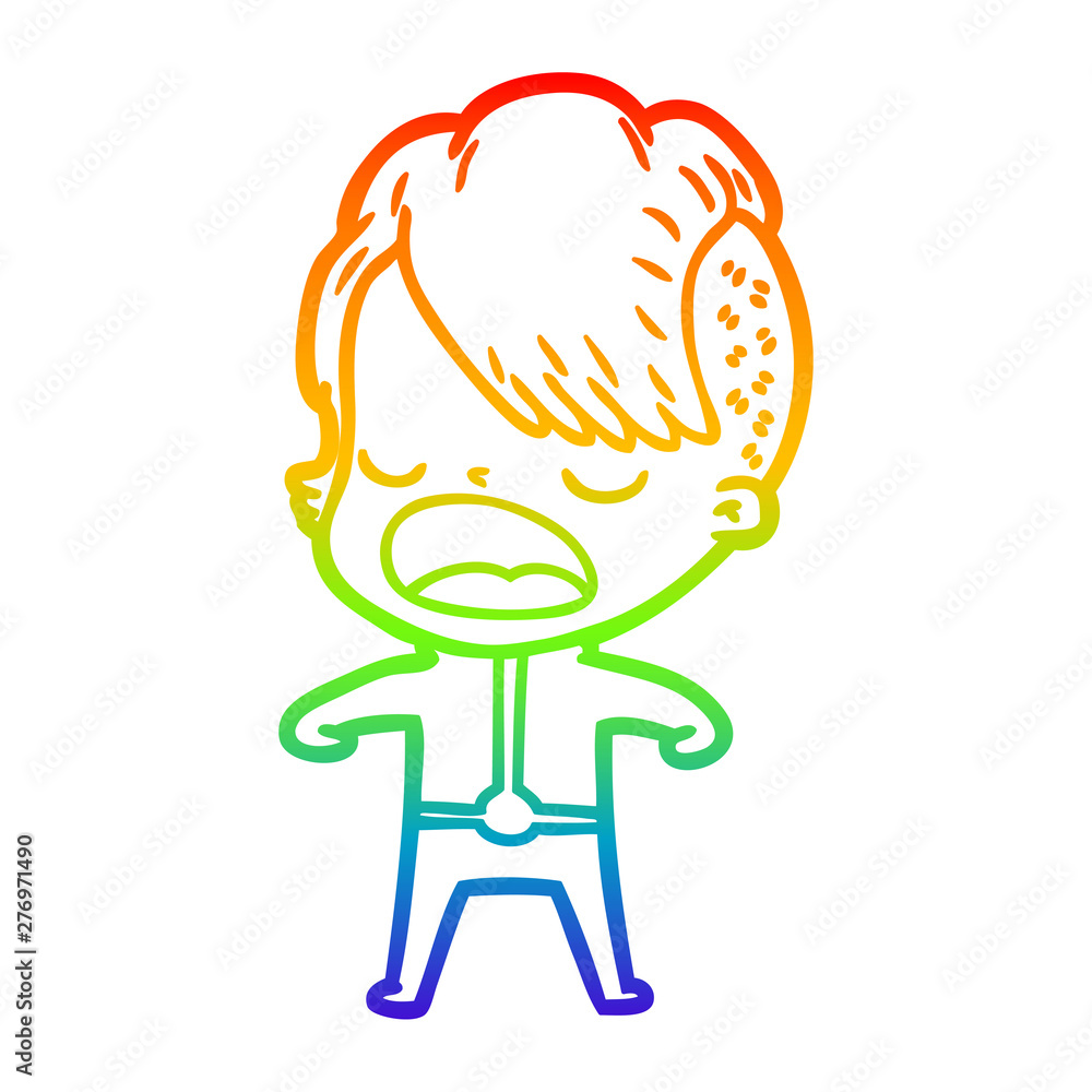 rainbow gradient line drawing cartoon cool hipster girl talking rainbow gradient line drawing cartoon cool hipster girl talking