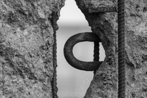 Close up of the remains of the Berlin Wall, Germany at the Wall Memorial, reminder of a once divided city.