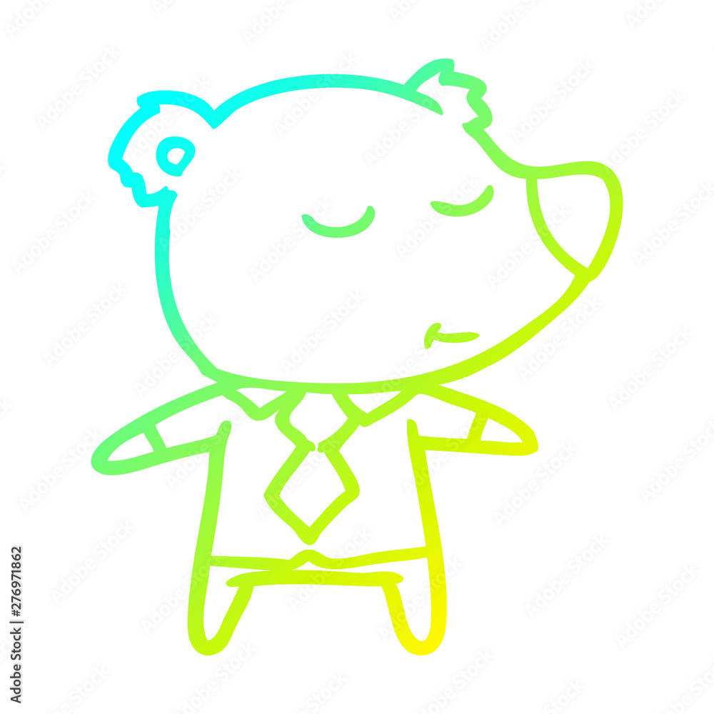 cold gradient line drawing happy cartoon bear wearing shirt cold gradient line drawing happy cartoon bear wearing shirt