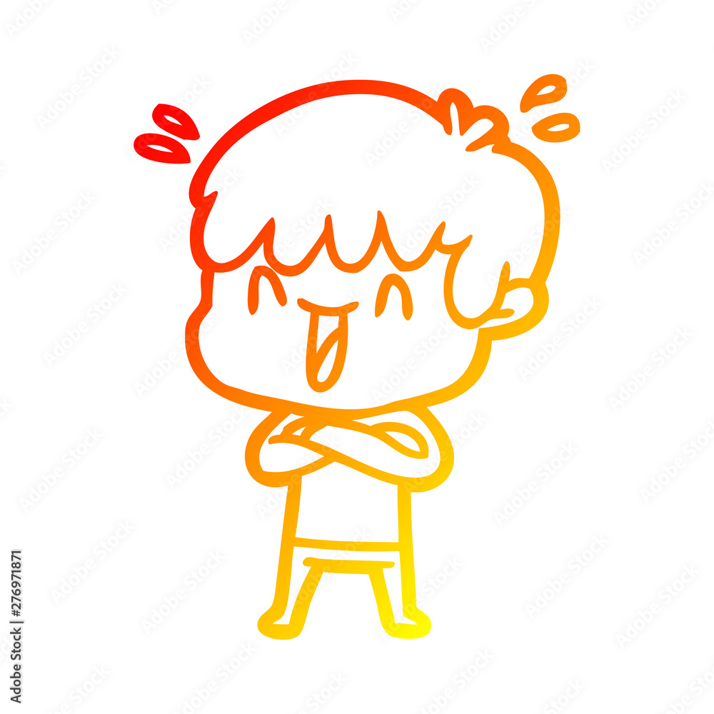 warm gradient line drawing cartoon laughing boy warm gradient line drawing cartoon laughing boy