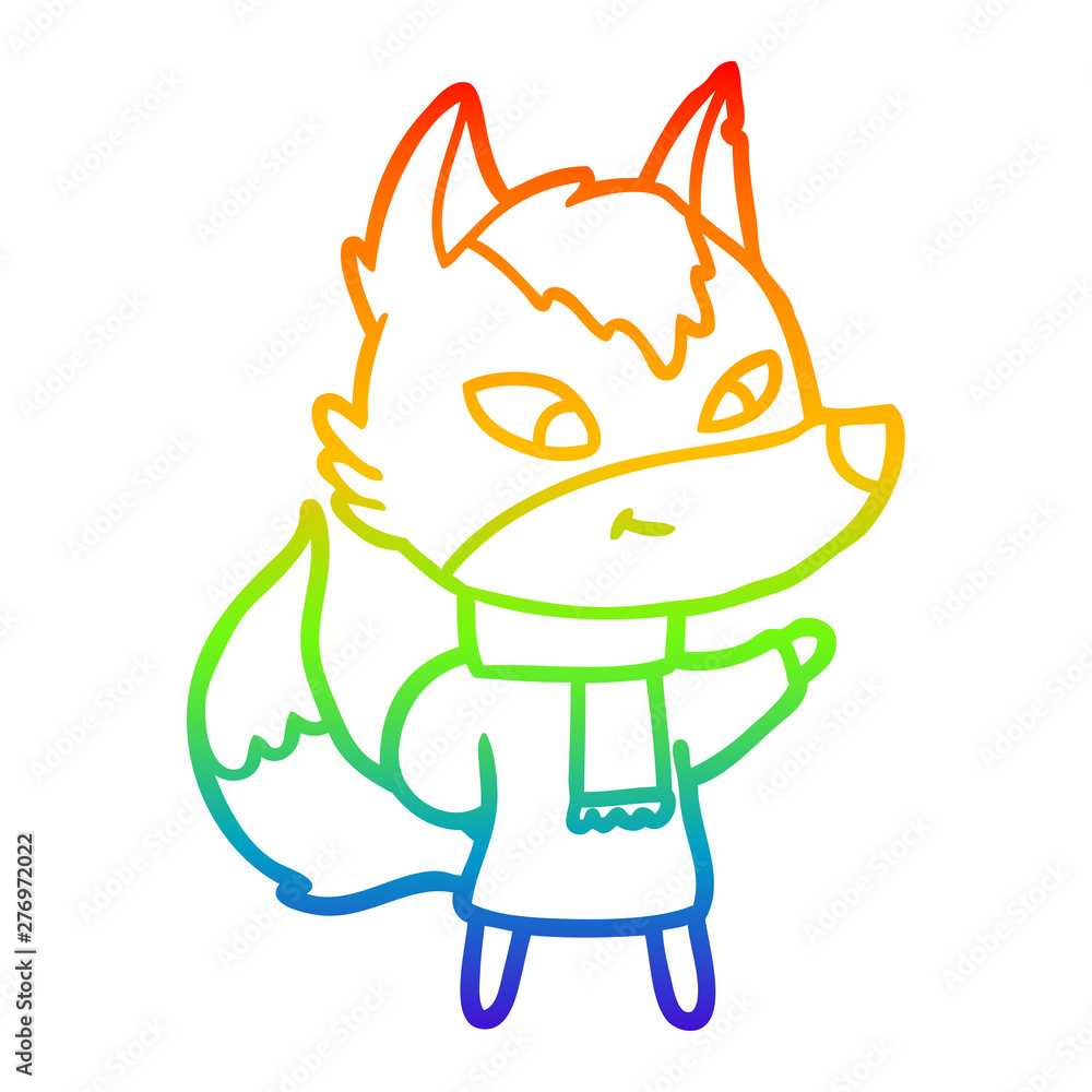 rainbow gradient line drawing friendly cartoon wolf rainbow gradient line drawing friendly cartoon wolf