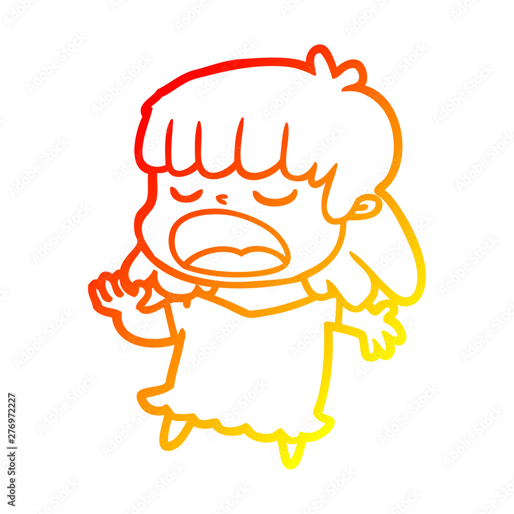warm gradient line drawing cartoon woman talking loudly warm gradient line drawing cartoon woman talking loudly
