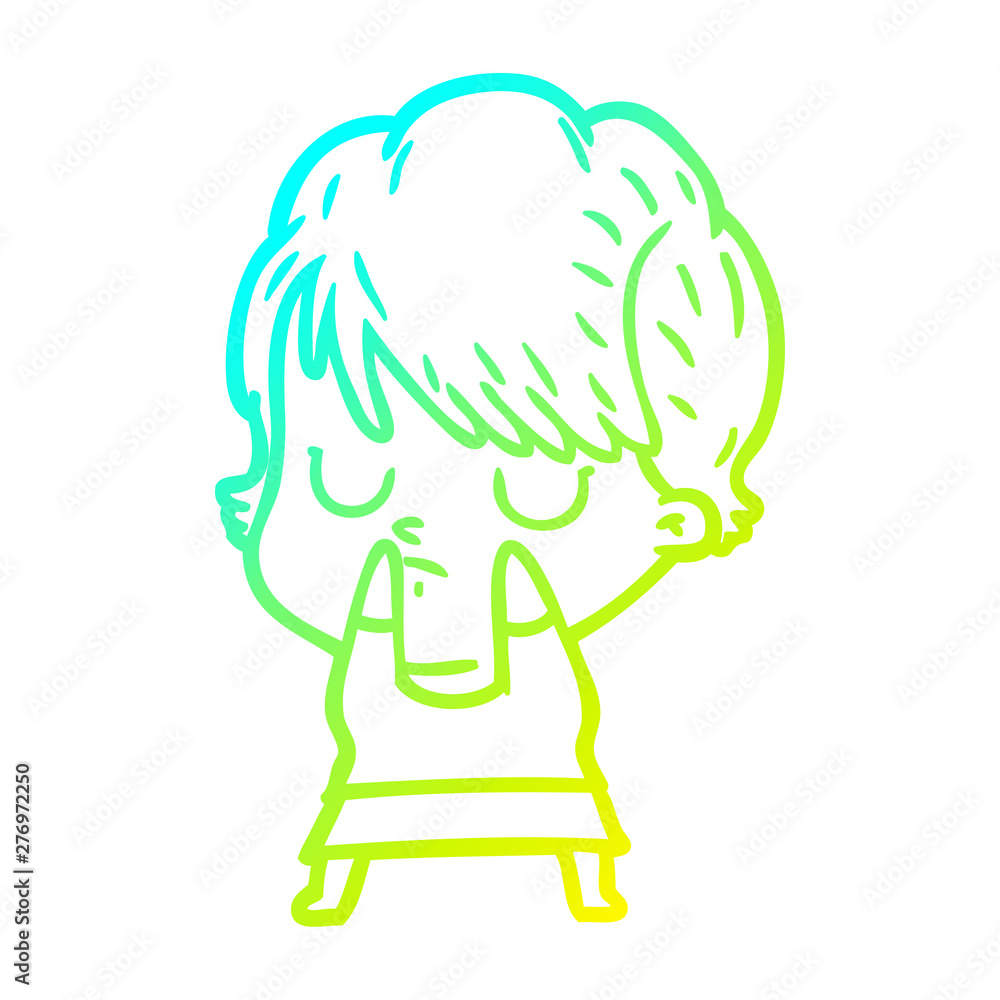 cold gradient line drawing cartoon woman cold gradient line drawing cartoon woman