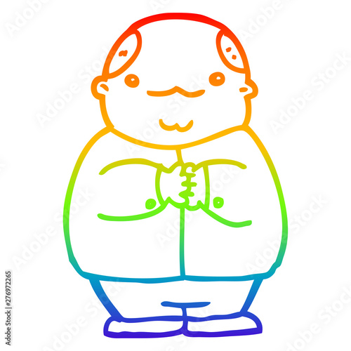 rainbow gradient line drawing cartoon balding man