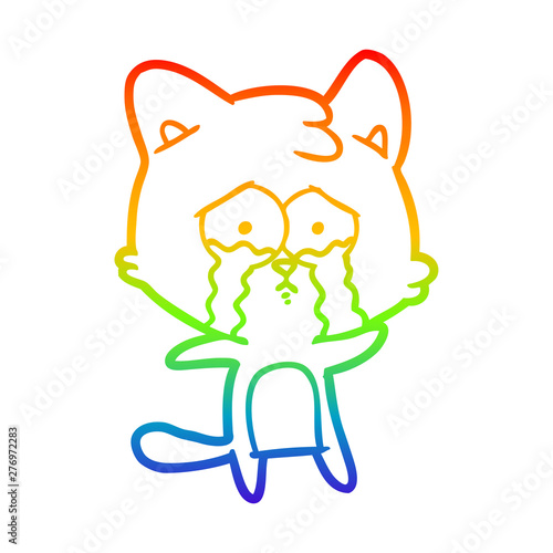 rainbow gradient line drawing cartoon cat