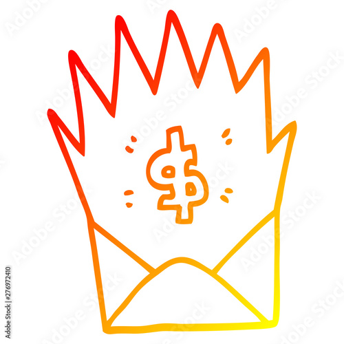 warm gradient line drawing cartoon unexpected pay check