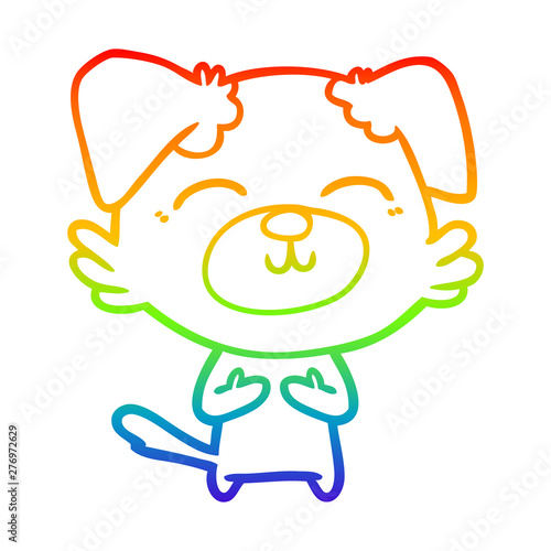 rainbow gradient line drawing cartoon dog