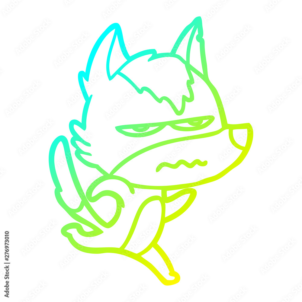 cold gradient line drawing cartoon annoyed wolf cold gradient line drawing cartoon annoyed wolf