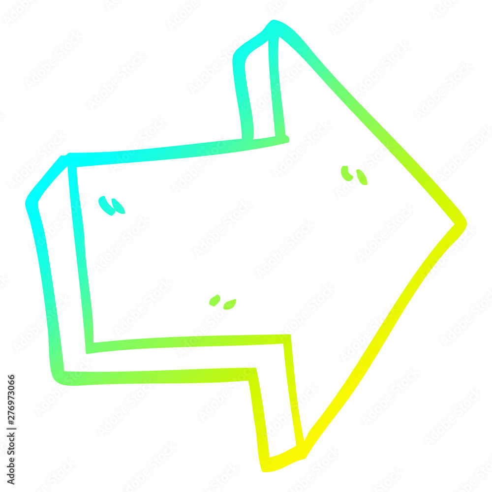 Fototapeta premium cold gradient line drawing cartoon red arrow