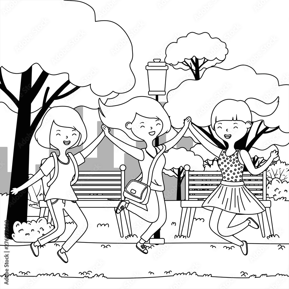 Obraz premium Teenager girls cartoons design vector illustrator
