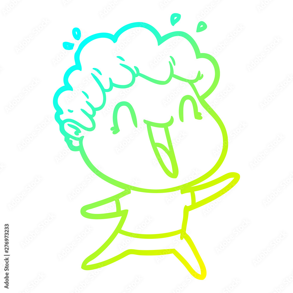 cold gradient line drawing cartoon happy man cold gradient line drawing cartoon happy man
