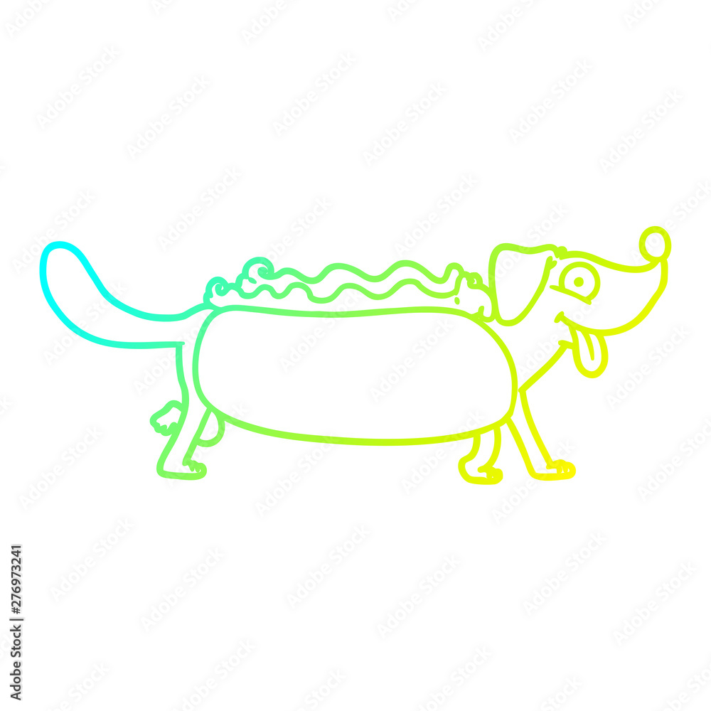 cold gradient line drawing cartoon hotdog cold gradient line drawing cartoon hotdog