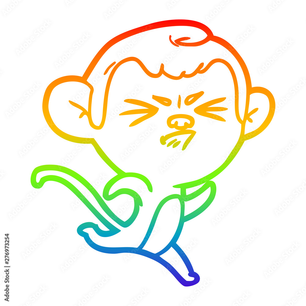rainbow gradient line drawing cartoon annoyed monkey rainbow gradient line drawing cartoon annoyed monkey