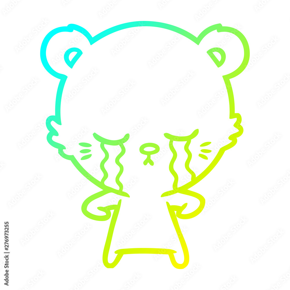 cold gradient line drawing crying cartoon polarbear cold gradient line drawing crying cartoon polarbear