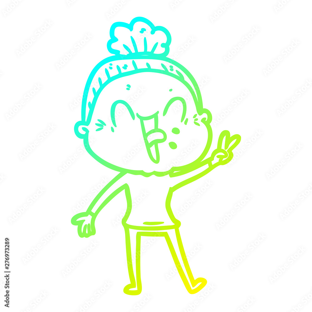 cold gradient line drawing cartoon happy old woman cold gradient line drawing cartoon happy old woman