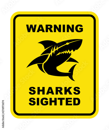 Shark Sighted Warning Sign. Shark silhouette icon