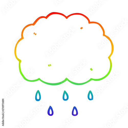 rainbow gradient line drawing cartoon cloud raining