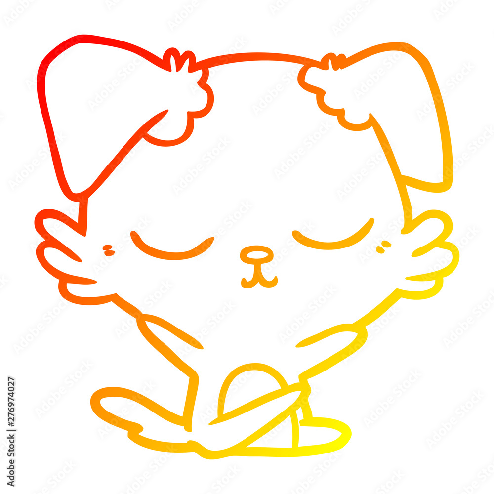 Obraz premium warm gradient line drawing cute cartoon dog