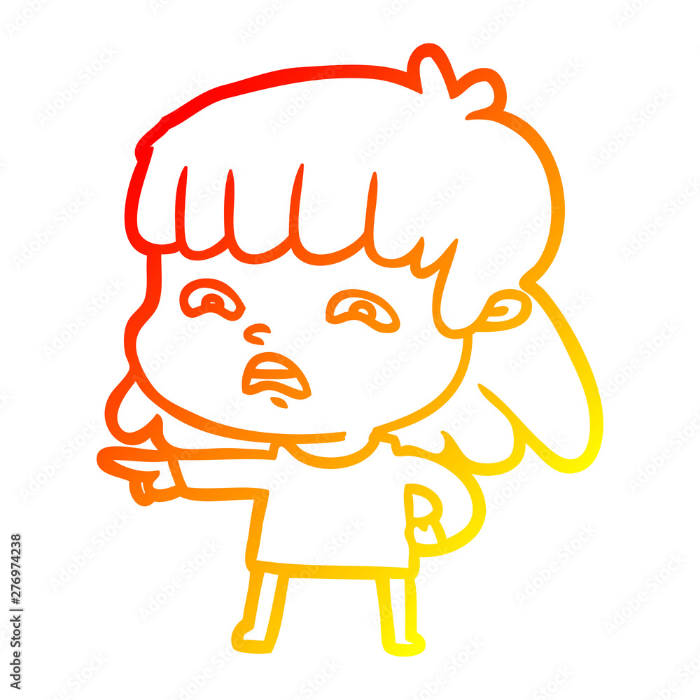 warm gradient line drawing cartoon worried woman warm gradient line drawing cartoon worried woman