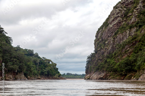 View of Beni river and rainforest of Madidi national park in the upper Amazon river basin in Bolivia, South America