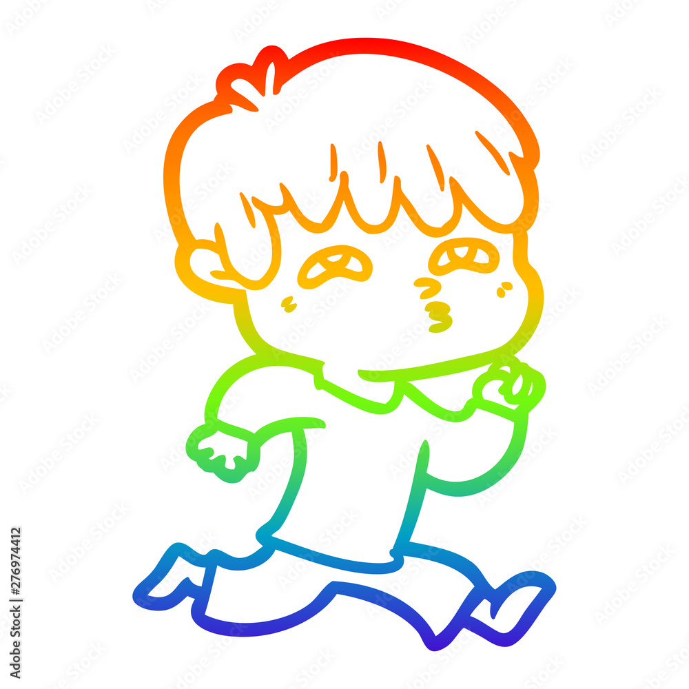 rainbow gradient line drawing cartoon man confused rainbow gradient line drawing cartoon man confused