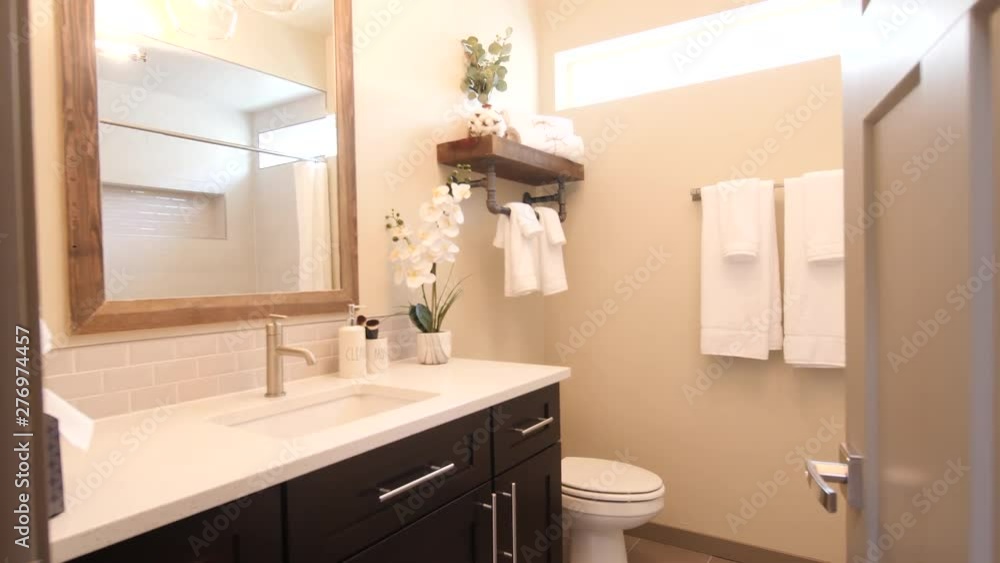 Bathroom Rise from Doorway. view moves up on a traditional bathroom from the doorway Bathroom Rise from Doorway. view moves up on a traditional bathroom from the doorway