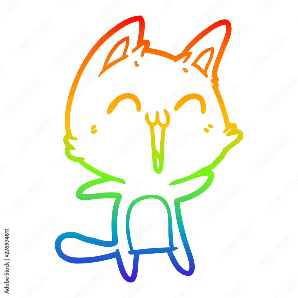 rainbow gradient line drawing happy cartoon cat rainbow gradient line drawing happy cartoon cat