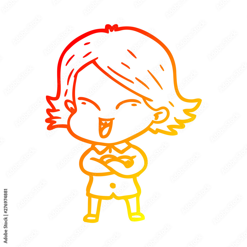 warm gradient line drawing happy cartoon girl warm gradient line drawing happy cartoon girl