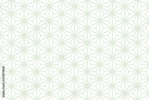 はがきサイズ比率の麻の葉模様背景素材(白背景)横用 © 深澤カラス