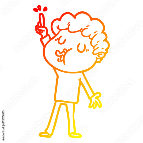 warm gradient line drawing cartoon man singing