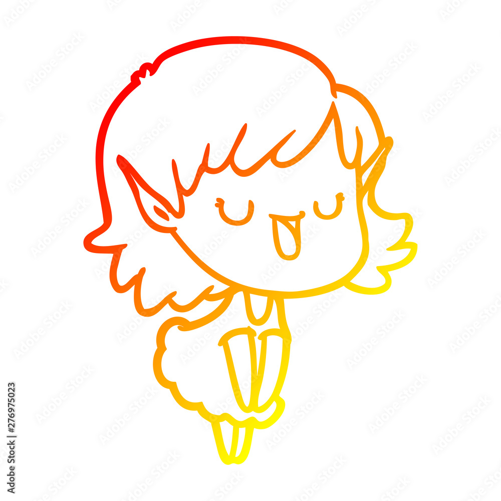 warm gradient line drawing cartoon elf girl warm gradient line drawing cartoon elf girl
