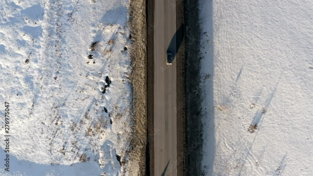 Top view of the road in winter. Top view of the road in winter.