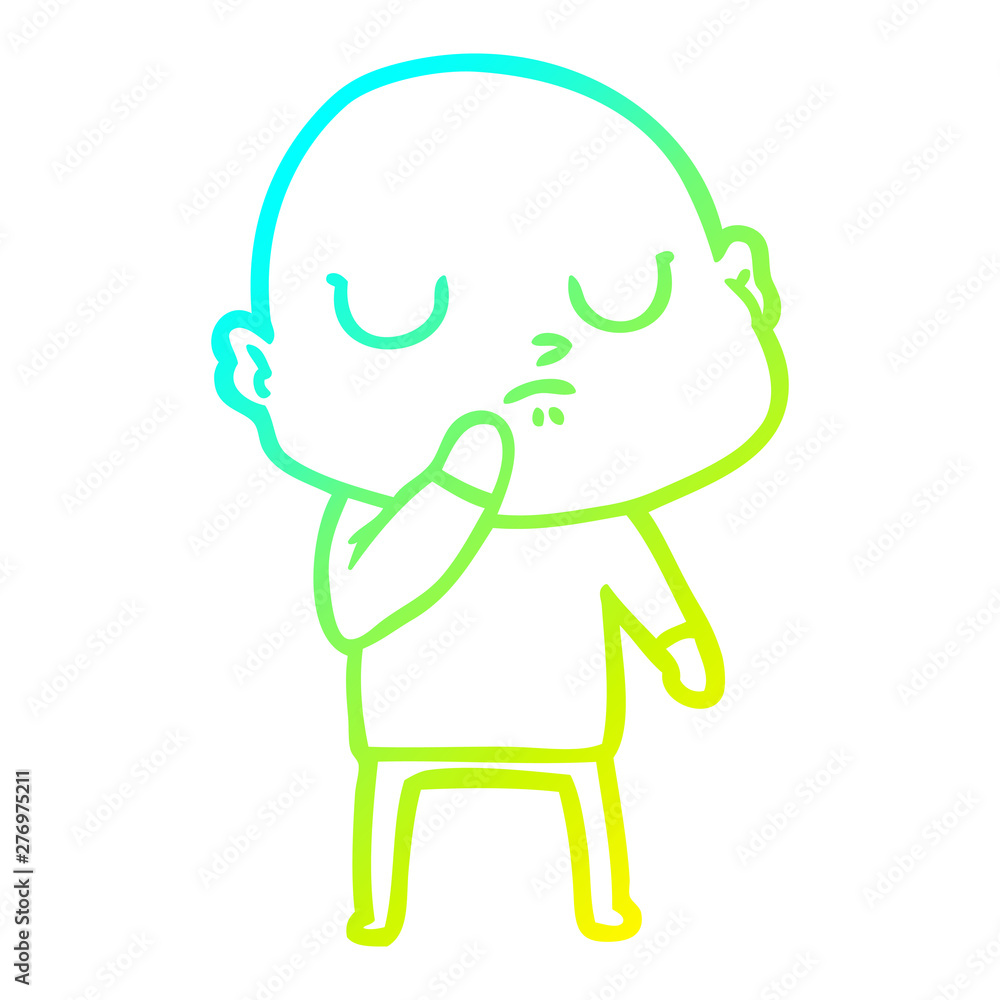 cold gradient line drawing cartoon bald man cold gradient line drawing cartoon bald man