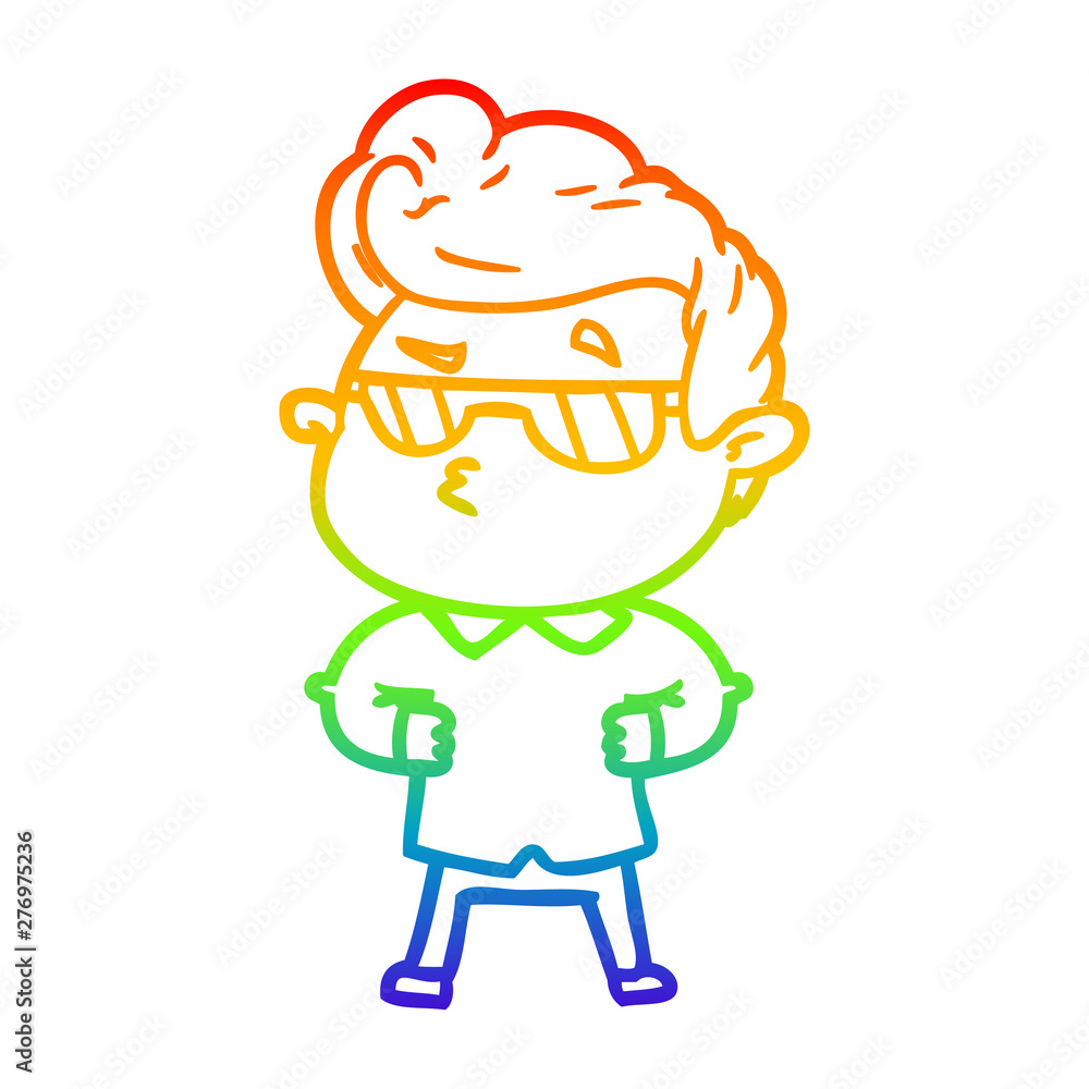 rainbow gradient line drawing cartoon cool guy rainbow gradient line drawing cartoon cool guy
