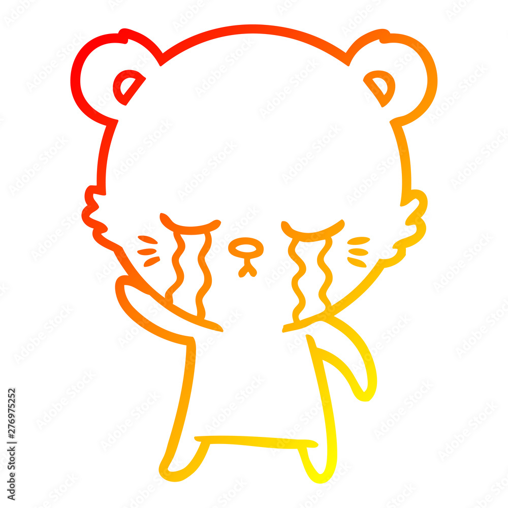 warm gradient line drawing crying cartoon bear warm gradient line drawing crying cartoon bear