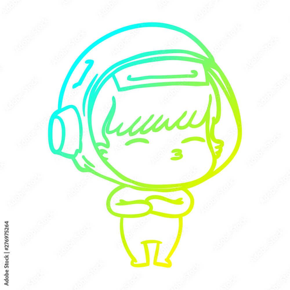 cold gradient line drawing cartoon curious astronaut cold gradient line drawing cartoon curious astronaut