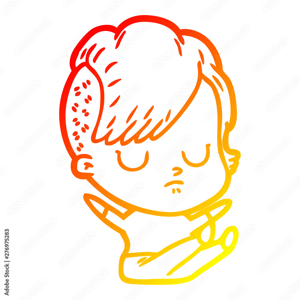 warm gradient line drawing cartoon woman warm gradient line drawing cartoon woman